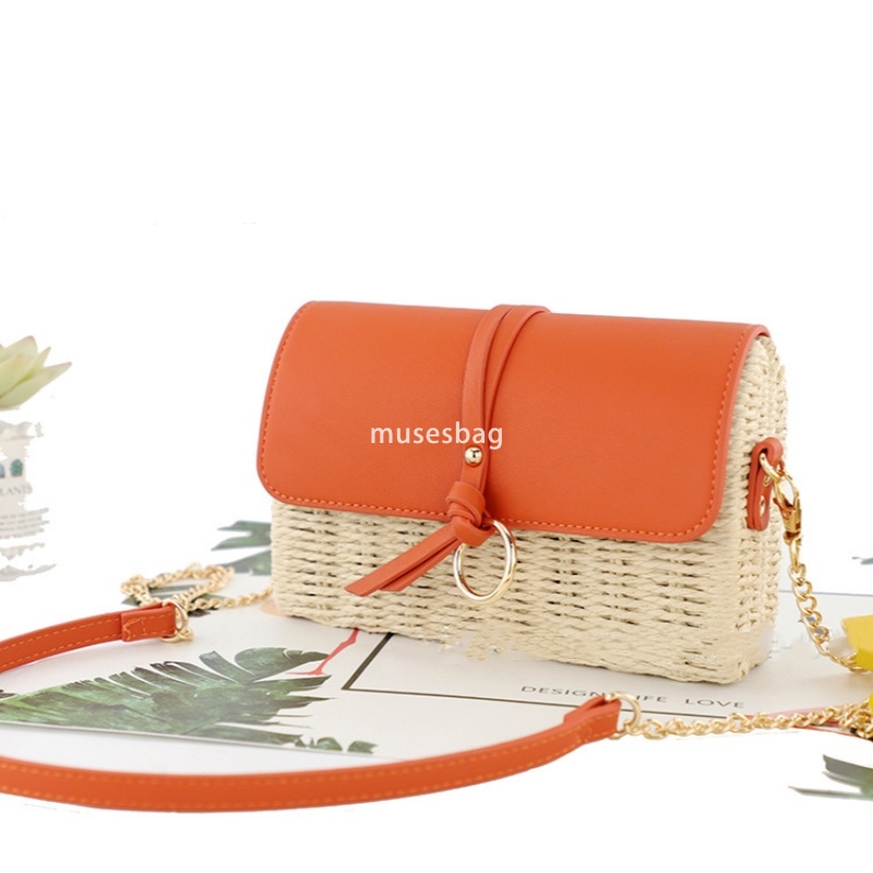 Designer Women's High Quality Fashionable and Practical Multi functional Crossbody Grass Knitted Round Buckle Single Shoulder Bag Beach Colorful 