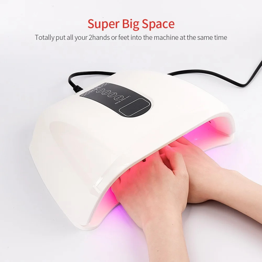 96W 48LED Lights Nail Dryer Red Light Fast Drying LED Nail Lamp Tow Hand Big Lamp Gel Polish Dryer Timer Smart Nail Art Tools 240620