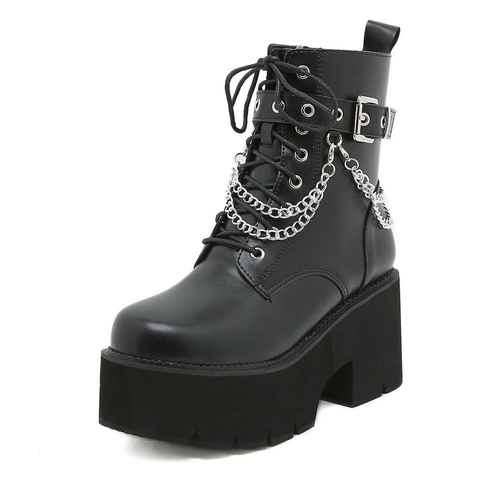 Black Short Martin High Thin Boots Heels Thick Soles Side Zippers Oversized Women S Shoes Ddmysaturn