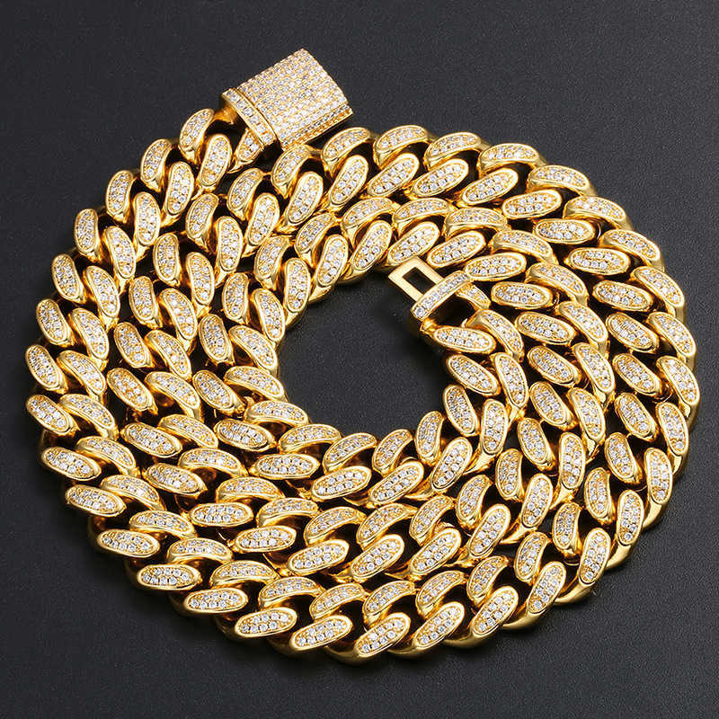 12mm Latest Trendy Moissanite k Chain Gold Color Dia Iced Out Necklace Hip Hop sier S Cuban chain