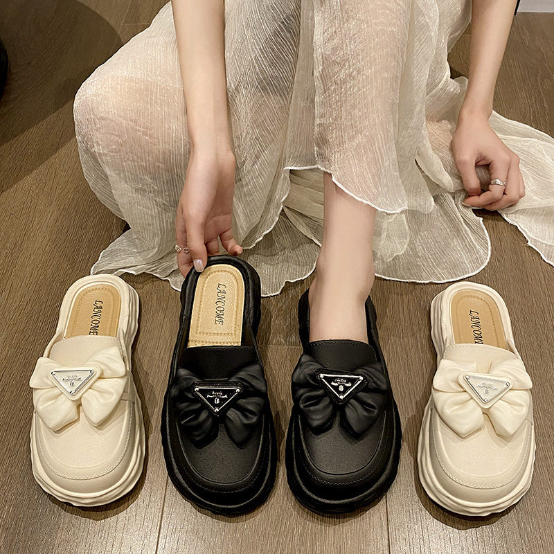 2024 New Type of for Womens Outwear Tutou Lazy Shoes with Flat Bottom Casual Thick Sole Soft and Comfortable One Step Coog Slippers