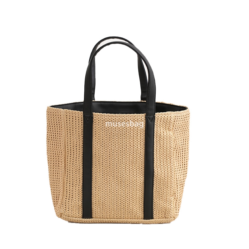 Creative Women's Designer Fashion Classic Bag Cross border Large Capacity Grass Woven Bag Travel Picnic Basket Beach Bag Minimalist Handheld Bask