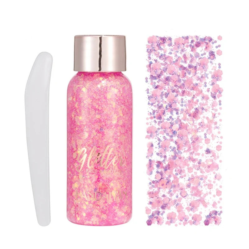 With Smear Spoon Multifunctional Eye Glitter Nail Hair Body Face Glitter Gel Art Flash Loose Sequins Cream Festival Glitter Deco 240620