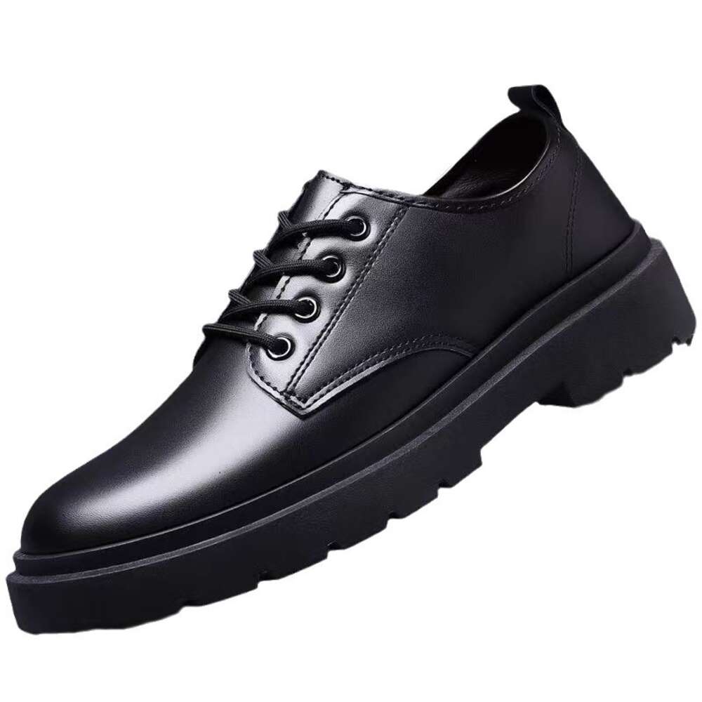 Men S Leather Casual British Style Business Thick Soles Trendy And Versatile Lace Up Student Shoes Work Ddmysaturn