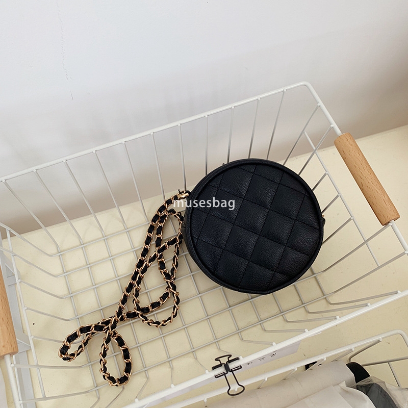 High quality handbag for women new internet famous mini round bag Korean version casual diamond grid shoulder crossbody bag solid color chain bag