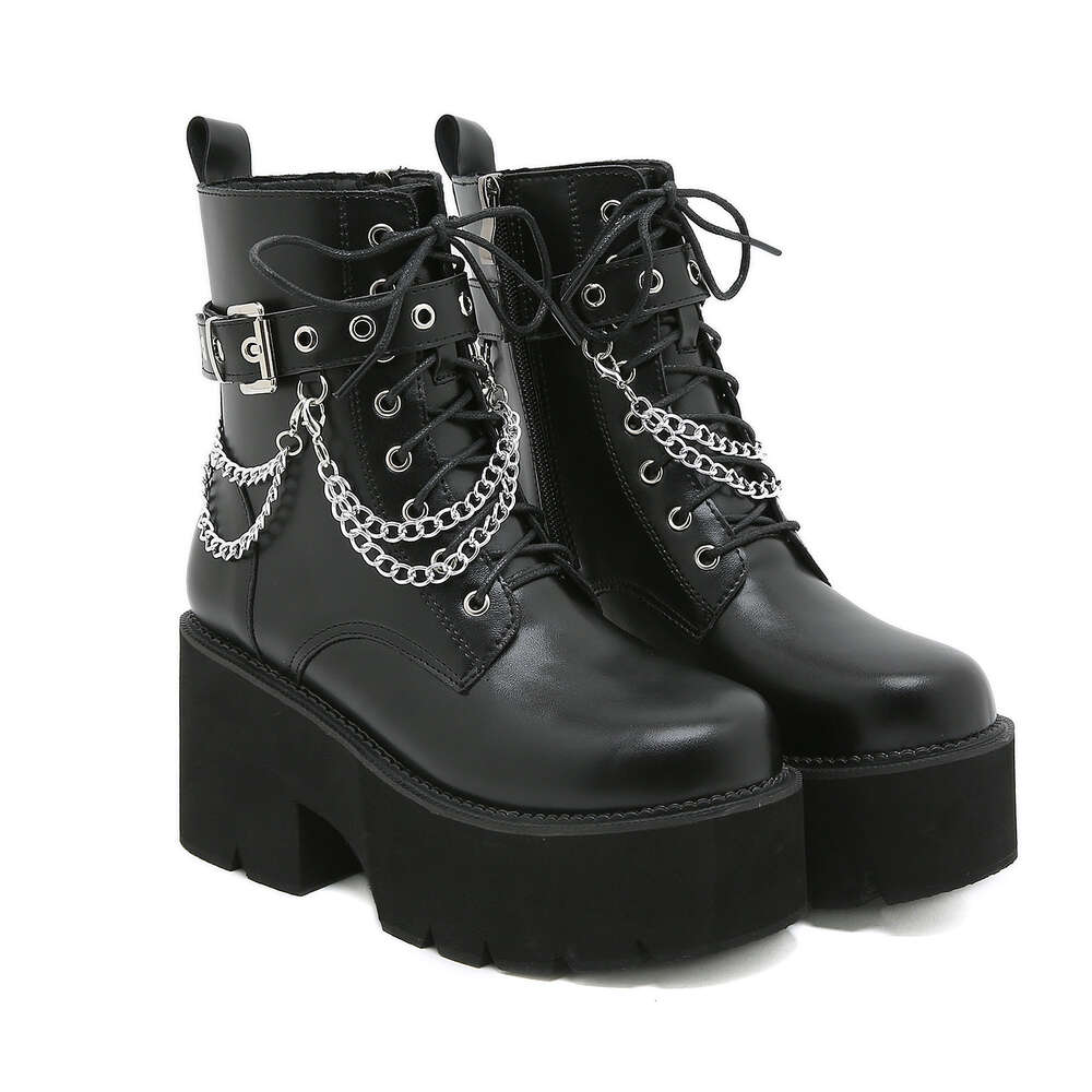 Black Short Martin High Thin Boots Heels Thick Soles Side Zippers Oversized Women S Shoes Ddmysaturn