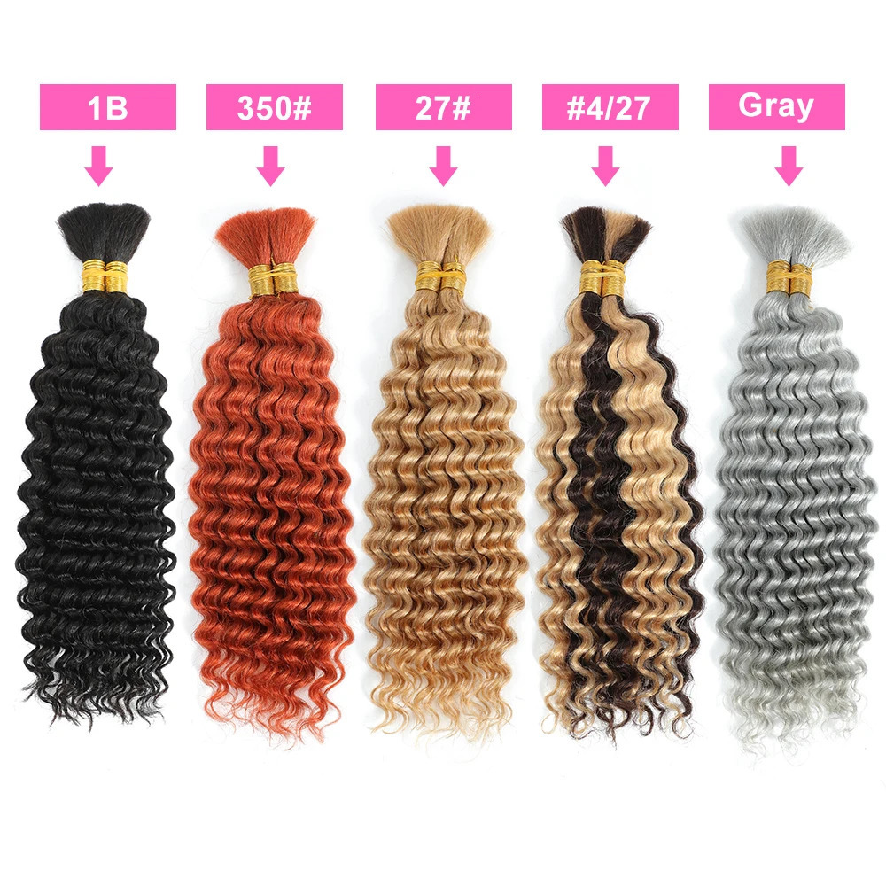 Human Braiding Hair Deep Wave Bulk Human Hair 100g No Weft Bundles Micro for Boho Braids 240620