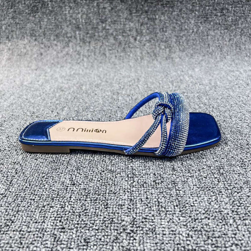 Shoes Slides Slippers New Women S Slippers Summer Straight Line Rhinestones For Wearing On The Outside Ddmysaturn