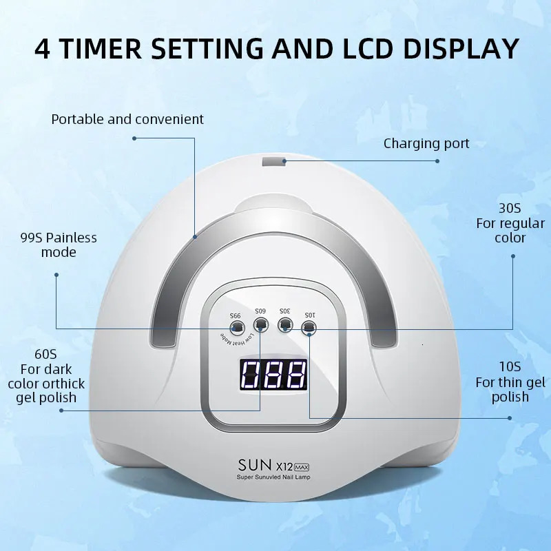 300W UV LED Nail Lamp for Nails 66 Leds Nail Dryer Lamp For Gel Nail Polish With 4 Timers Professional Nail Art Home Salon 240620