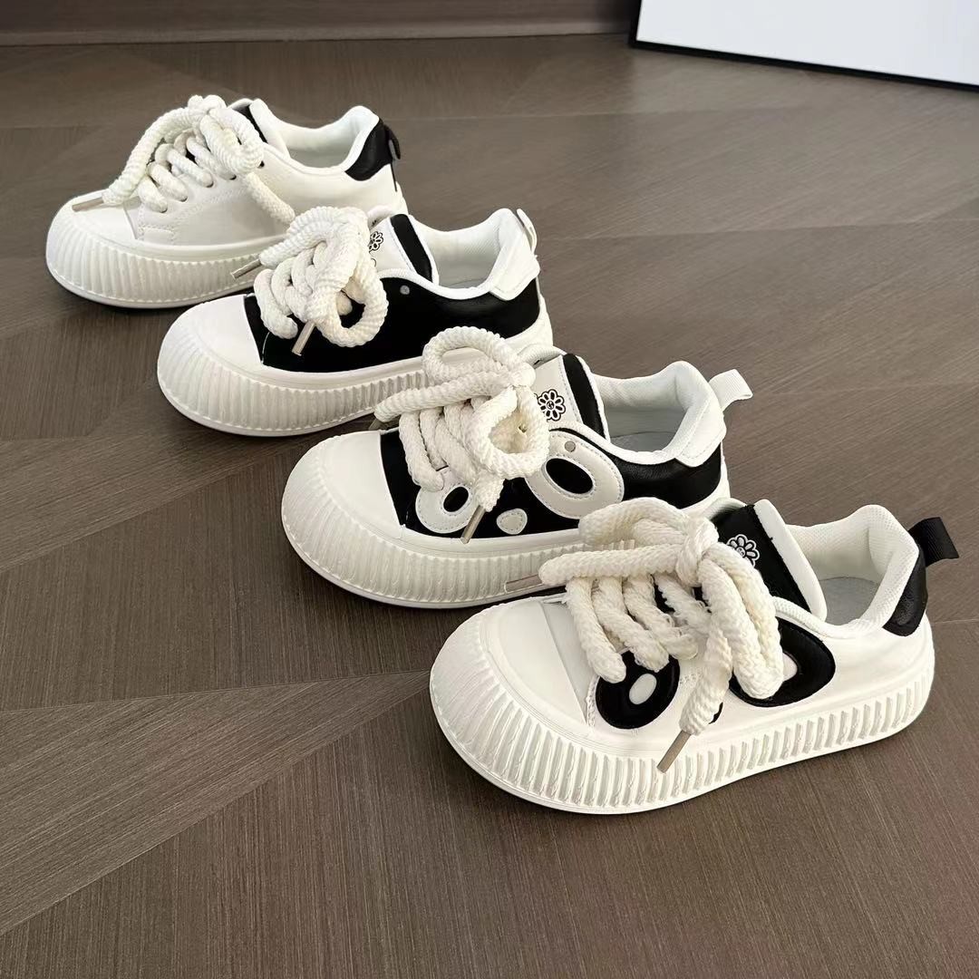 Casual Ddmysports Platform Board Women Lace Up Panda Student Lightweight Shoes Outdoor