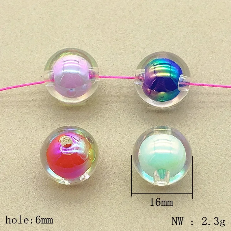 Arrival 16mm 100pcs UV Effect Round Beads In Beads For Handmade Bracelet/Earrings/Necklace DIY Parts Jewelry Findings 240620