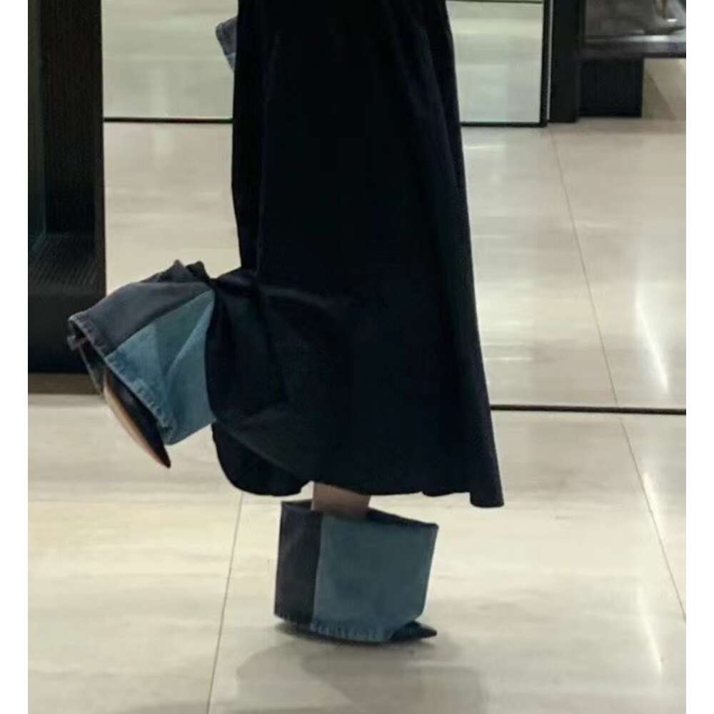 New Autumn Winter Women S Denim Colored Pointed High Heel Short Sexy Trouser Sleeve Naked Boots Trend Ddmysaturn