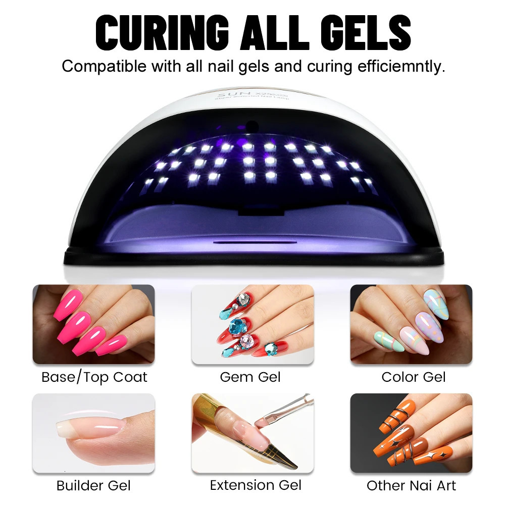 LED Nail Lamp 380W for Gel Nails Fast Curing Dryer with 81 LEDS 4 Timers Professional UV Light for Home Salon Nail Art Tools 240620