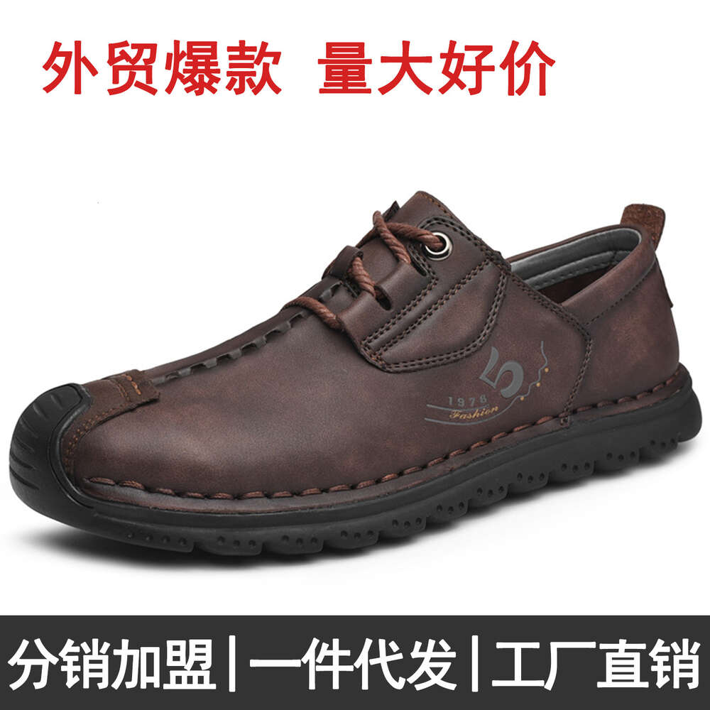 Ddmysports Men S In Sizes Genuine Leather Straps Anti Slip And Wear Resistant Soft Soles Casual Men Shoes Dad OUTDOOR