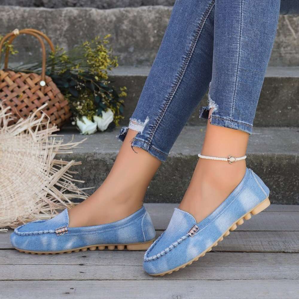 Size New Large Denim Bean Shallow Mouth One Foot Women S Singles Shoes Ddmysaturn