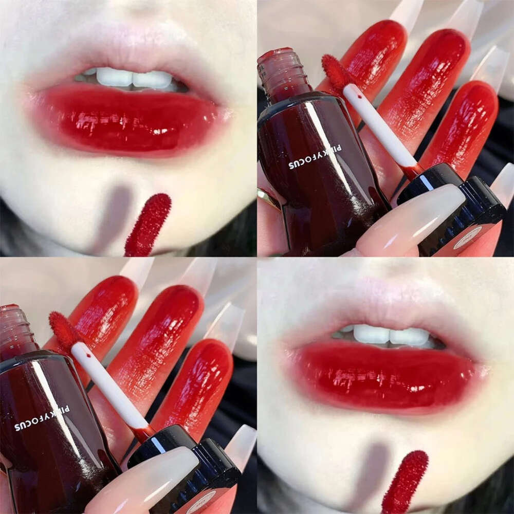Black Mirror Water Gloss Glaze Transparent Glass Lip Oil Waterproof Liquid Lipstick Nude Brown Clear Tint Makeup F620-5