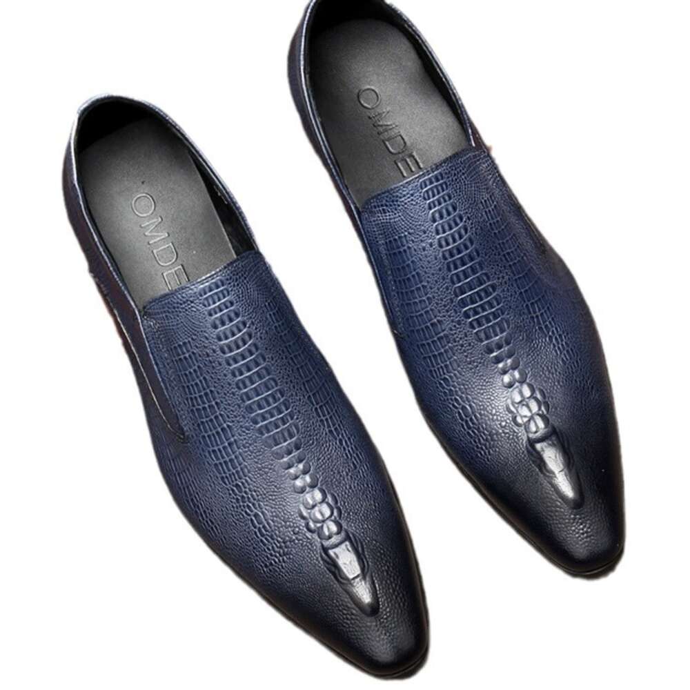 Ddmytiger Breathable crocodile print pointed toe leather shoes, business formal men's shoe covers, summer British trendy men's groom suit le