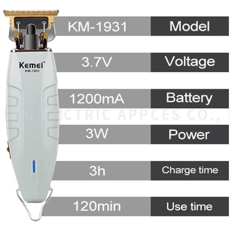 Kemei 1931 Powerful Electric Hair Trimmer Beard Grooming For Men Rechargeable Clipper Hair Cutting Machine Blade Can Be Zero 240619