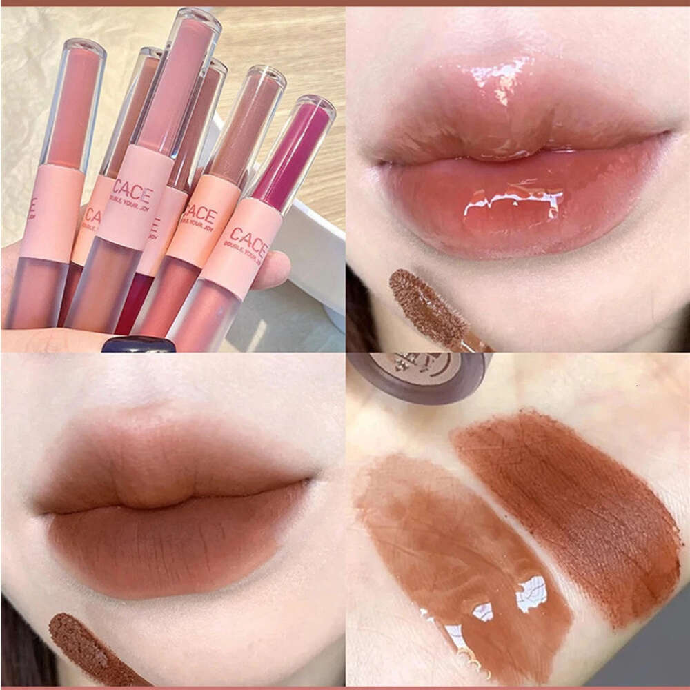 Double End Full Mirror And Matte Veet Gloss Waterproof Long Lasting Moisture Anti Stain Lip Glaze F620-4