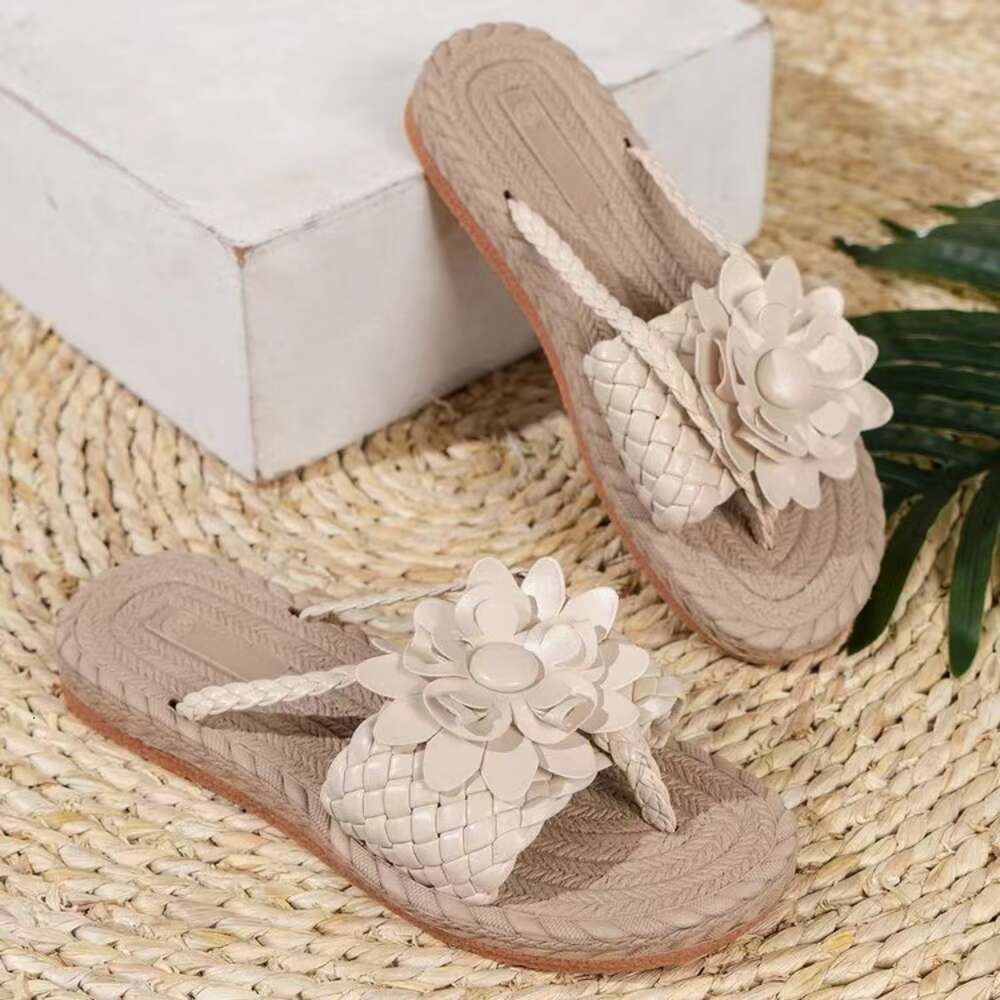 S Shoes Women New Summer Floral Soft Sole Large Size Women Beach Sandals One Line Outdoor Slipper Ddmysaturn