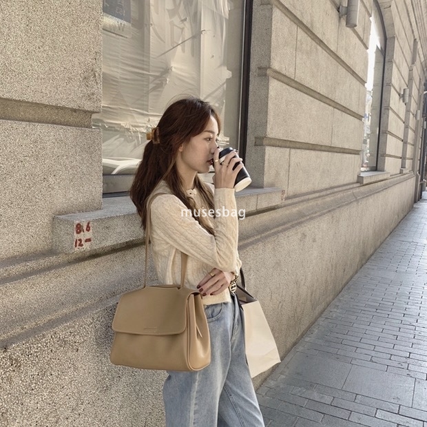 Rich Deep Brown Korean Instagram New Autumn/Winter Flip Bag Style Commuting PU Bag Women's One Shoulder Crossbody Bag Trendy