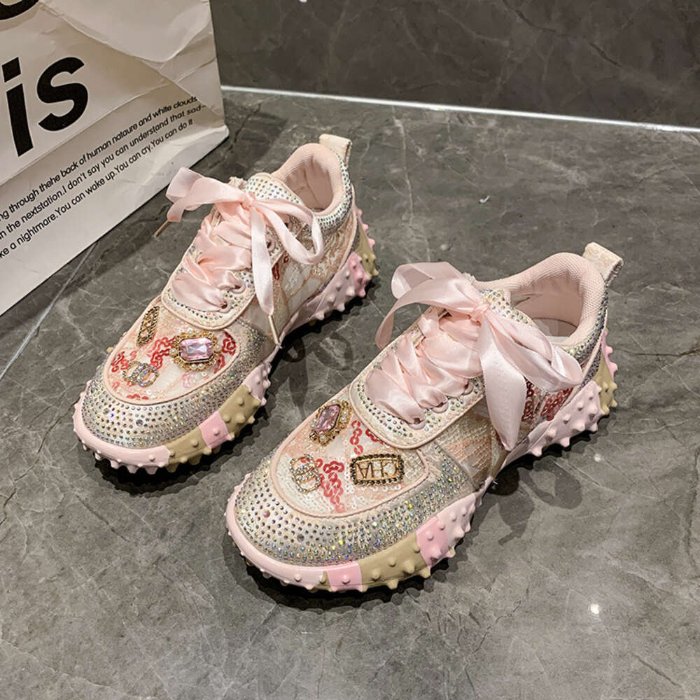 ddmynov Full Sky Star Water Diamond Dad Women's Trendy Brand Color Block Heavy Industry Durian Sole Sports Shoes 2024 New Edition 16628