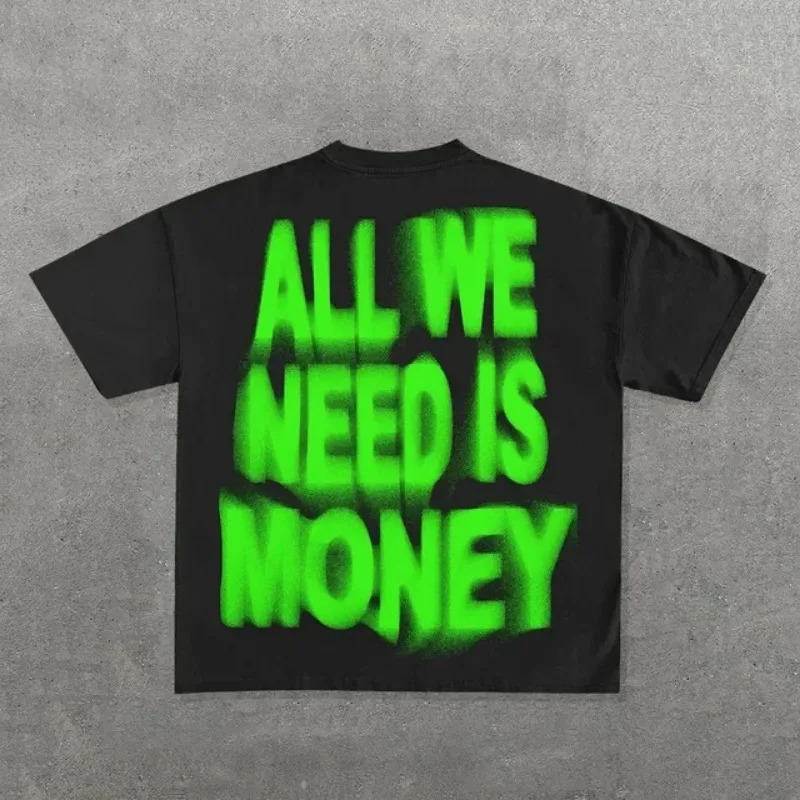 Streetwear Y2k T Shirt Mens Harajuku Hip Hop Graphic Print Oversized Cotton Round Neck TShirt Gothic Short Sleeve Tops Ins 240619