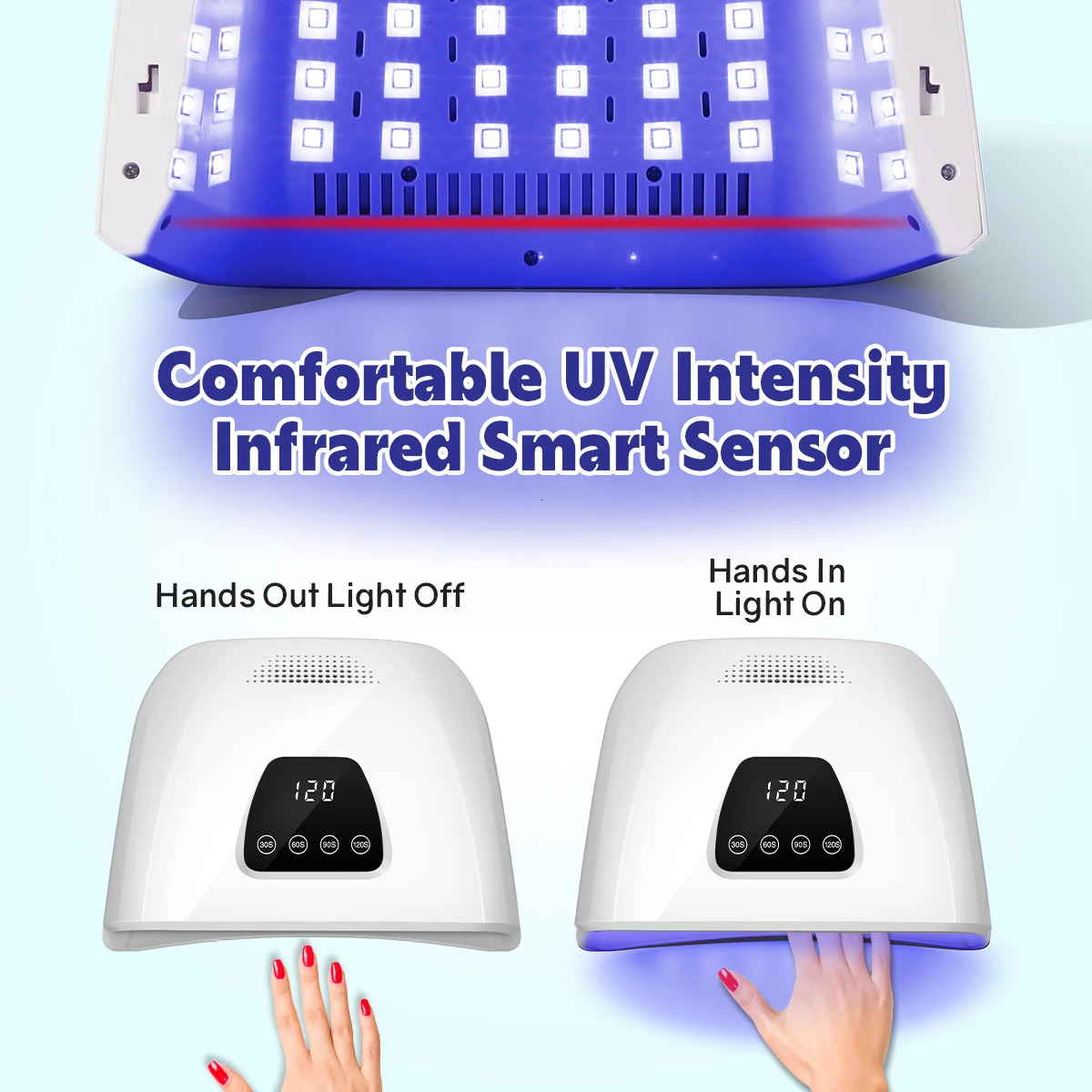 72LEDS UV LED Nail Lamp for Acrylic Nail Gel Drying With Motion Sensing Professional Powerful Manicure Machine Nail Art Salon 240620