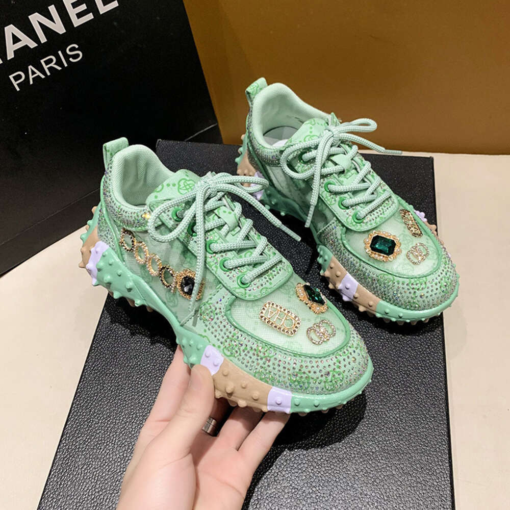 Ddmysports Dad S Women European Goods Explosive Street New Summer Breathable Single Thick Sole Casual Sports Water Diamond Mesh Shoes OUTDOOR