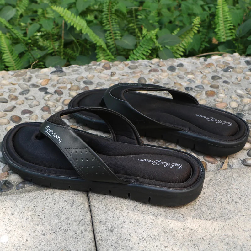 Summer Fashion Mens Flip Flops Anti-slip Black Male Sandals Comfortable Classic Beach Slippers For Men Slides Memory Foam 240620