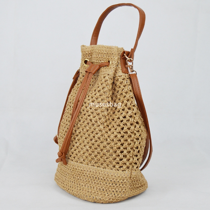 Fashionable Women's High Quality Simple Casual Large Capacity Baby Mom Buying Vegetables Practical Handheld Cute Woven Backpack Woven Bag Handmad