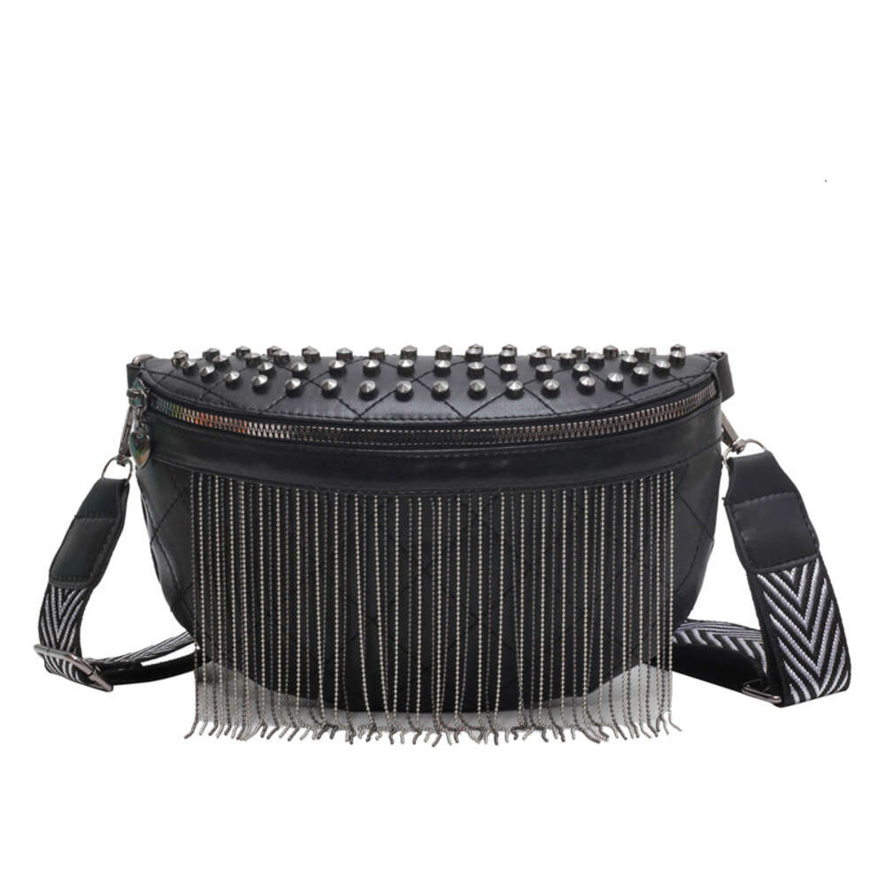 Brand Women Fanny Pack Tassel Leather Shoulder Crossbody Chest Ladies Waist Bag New Fashion Rivet Desing Phone Purses H6.20#30 ddmy 9649