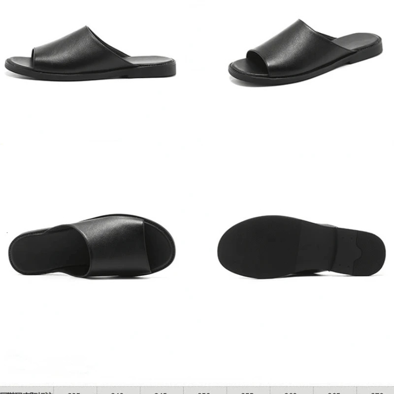 Genuine Cow Leather Slippers Homes Indoor Slipper Summer Open Toe Sandals Men Beach Casual Slides Shoes Flats Male Flip Flops 240620