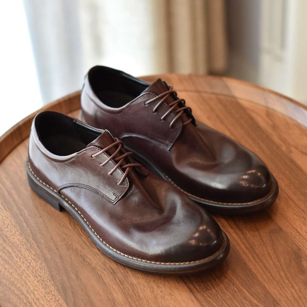 Men's Handmade Goodyear Casual Washed Comfortable Sole Business Dress Horse Leather Shoes