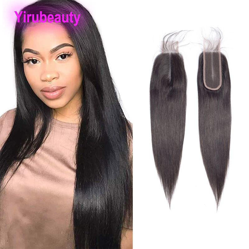 2*6 Lace Closure Brazilian Human Hair Peruvian Indian Virgin Hair Straight Top Closures Middle Part Natural Color 12-24inch