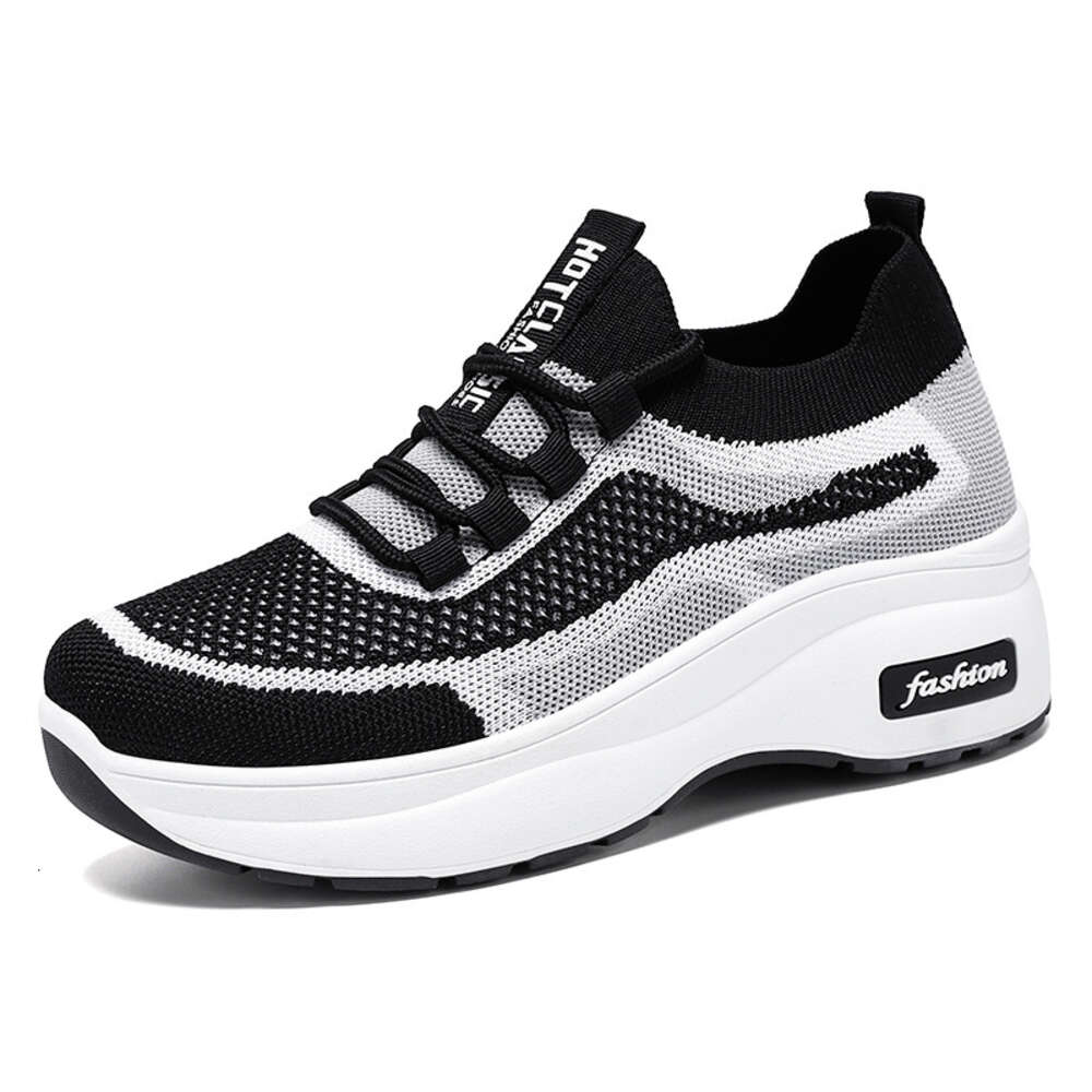 S With Women Thick Soles Classic Casual Sponge Cake Comfortable Breathable All Season Flying Woven Shoes Fashionable And Versatile Sock Ddmysaturn