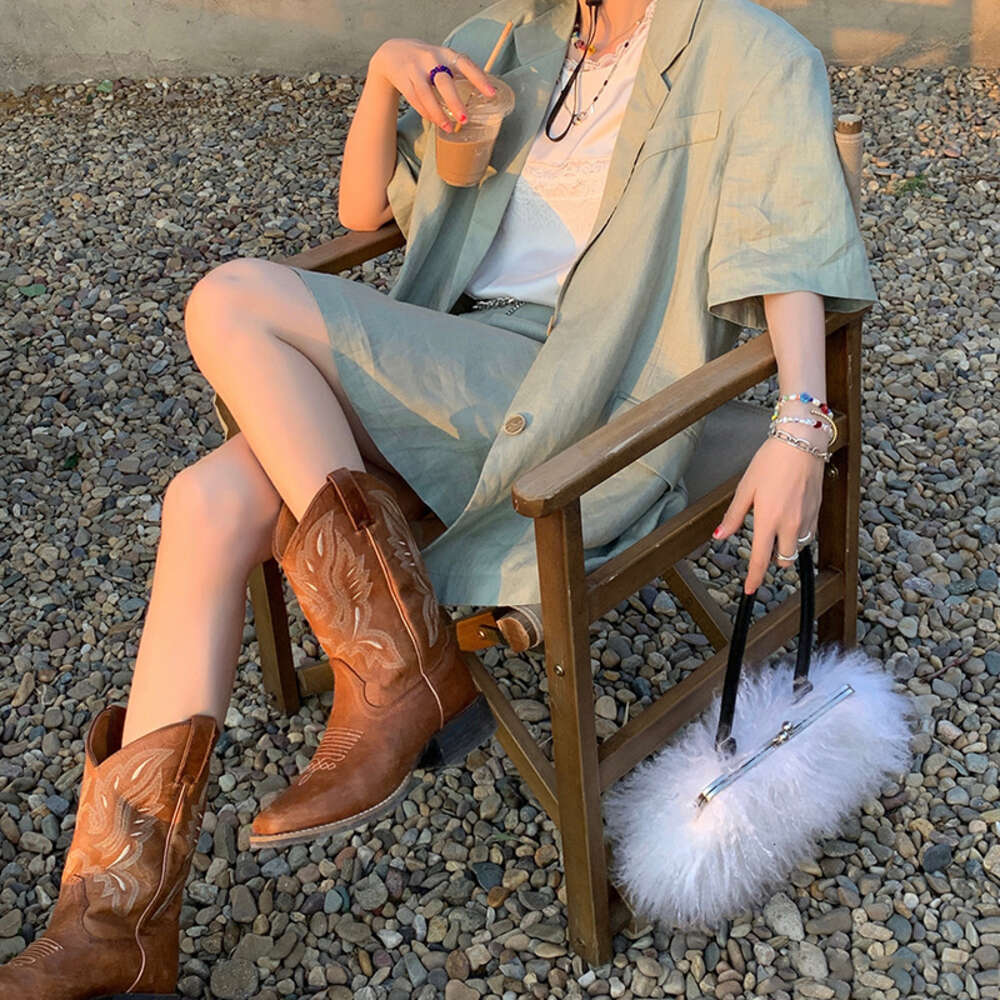 With Mid Martin Ethnic Style And Women S Fashion Short Embroidered Square Heel Long Tube Boots For Ddmysaturn