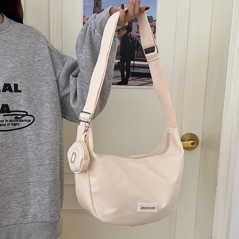 Instagram style large capacity canvas bag women's forest style casual nylon waterproof shoulder bag college student class crossbody bag trendy