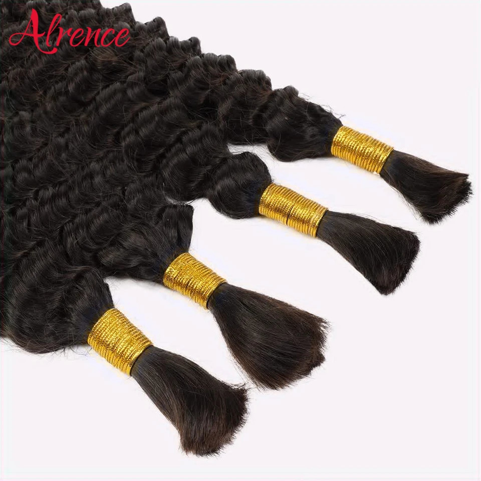 Braiding Hair Human Bulk Hair Deep Wave Bulk Human Braiding Hair for Braids Hair No Weft Deep Wave Human Hair Extension 50-80cm 240620