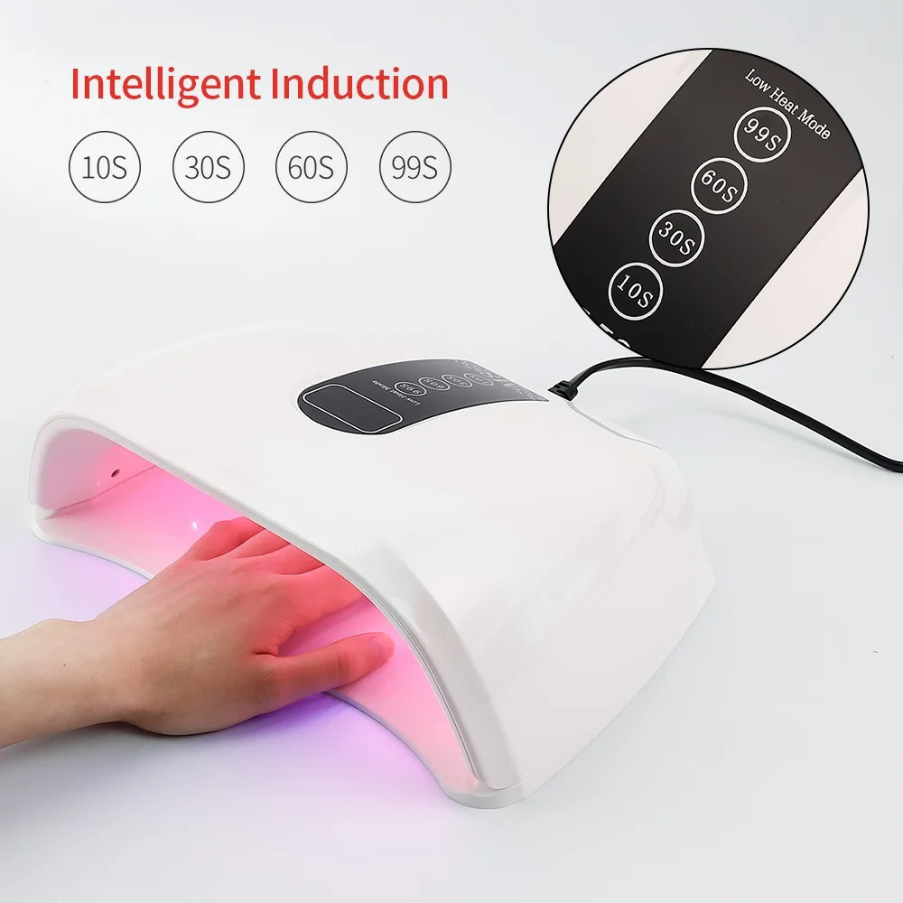 96W 48LED Lights Nail Dryer Red Light Fast Drying LED Nail Lamp Tow Hand Big Lamp Gel Polish Dryer Timer Smart Nail Art Tools 240620