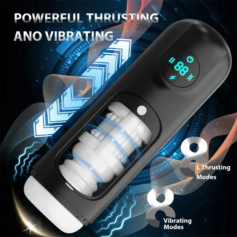 Automatic Sucks Male Masturbator Double Suspension Adult Sex Toys Gag In Mouth False Vagina Pusy Erotic Goods Toys 240531
