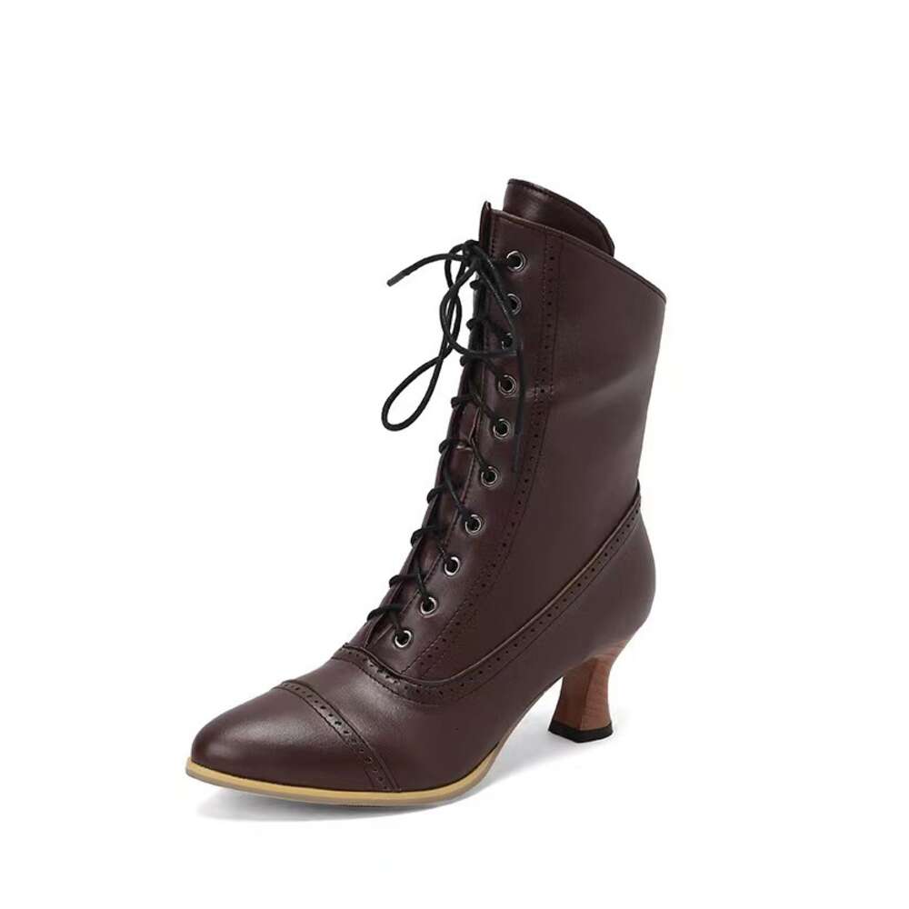 Style Lace New Up British Martin Wine Cup And Round Head Solid Color Large Women S Short Boots Ddmysaturn