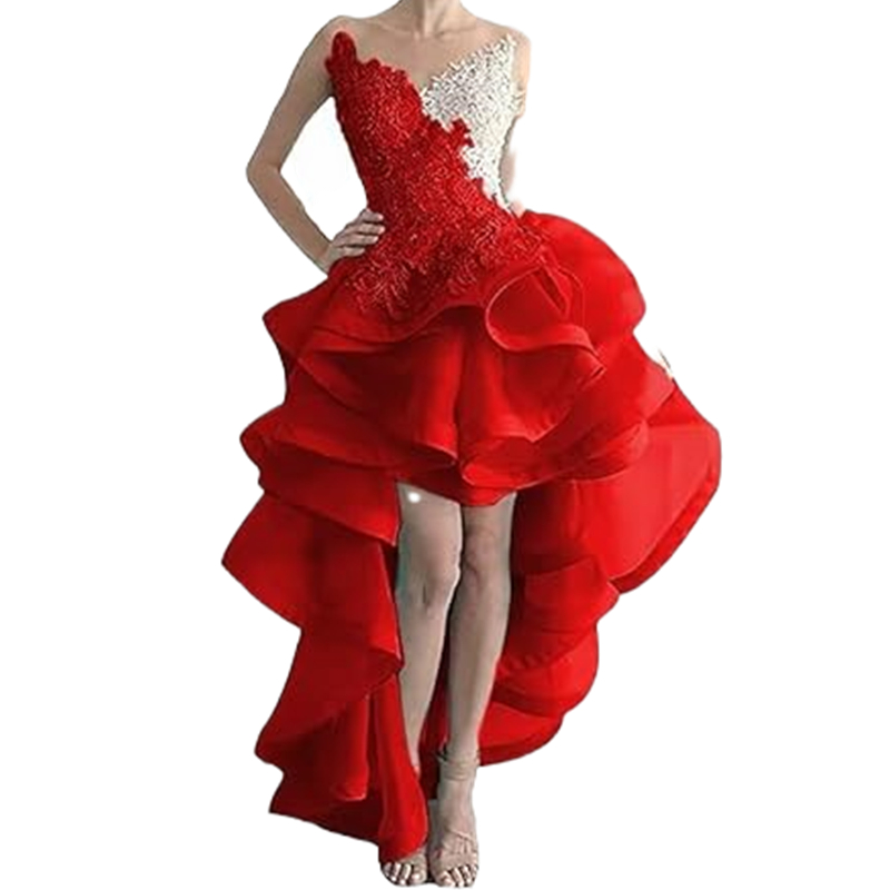 High Low Black And White Prom Dresses Ruffles Sexy Backless Special Occasion Dress Lace Appliques Cocktail Party Gown For Women 2024 Evening Robe De S