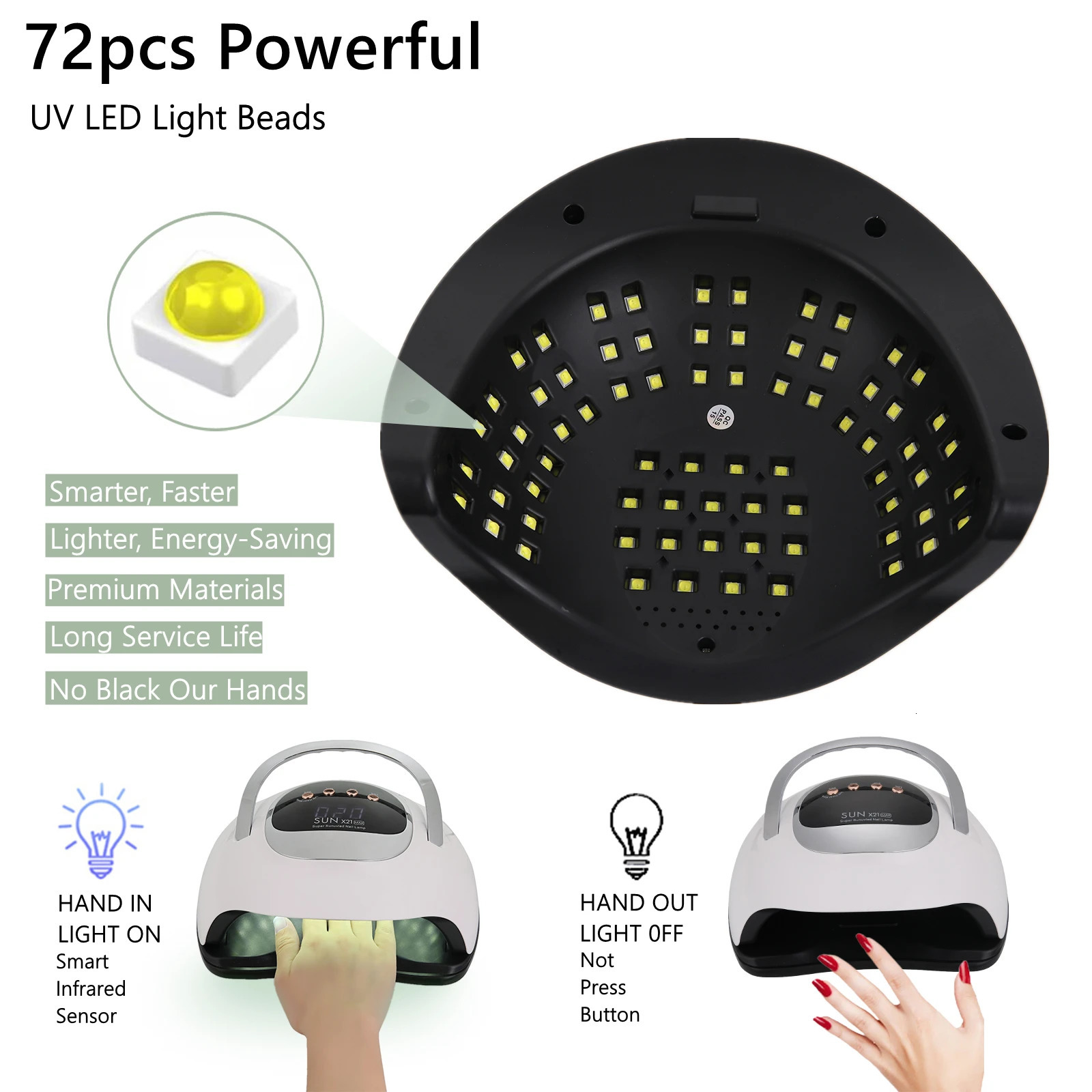 320W SUN X21 MAX 72 LEDS UV LED Nail Lamp For Gel Nail Polish Professional Nail Dryer Light With Timer Auto Sensor Nail Art Tool 240620