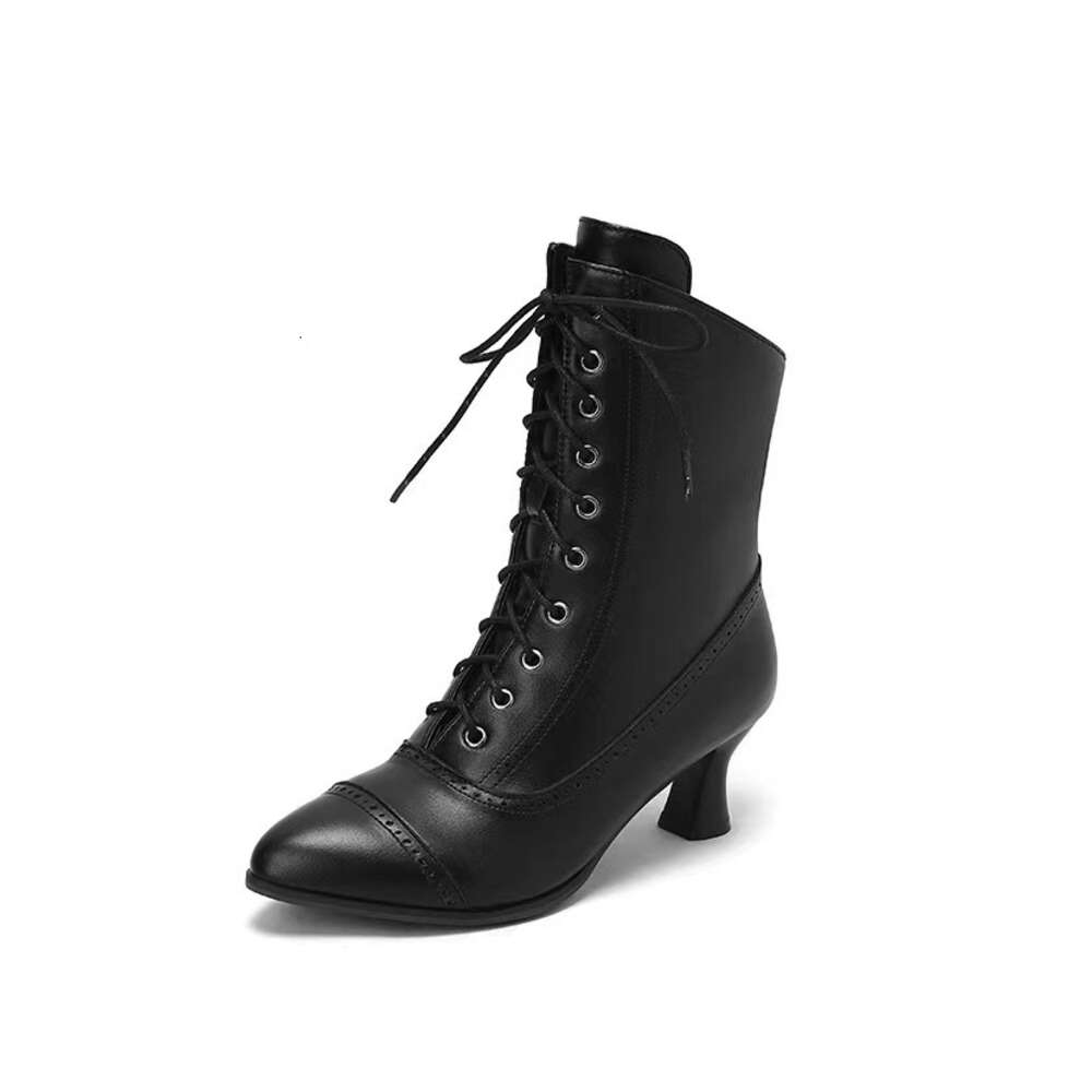 Style Lace New Up British Martin Wine Cup And Round Head Solid Color Large Women S Short Boots Ddmysaturn