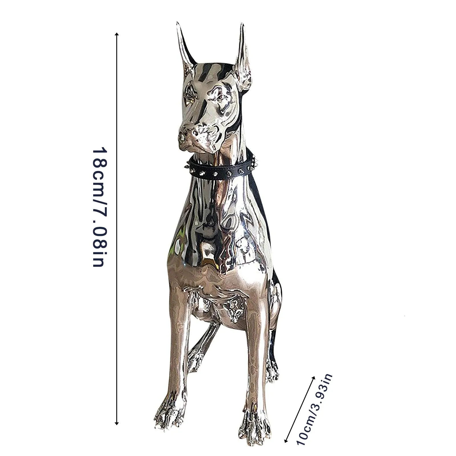 Home Decor Watchdog Chrome Sculpture Doberman Dog Small Size Art Animal Statues Figurine Room Garden Doorway 240619
