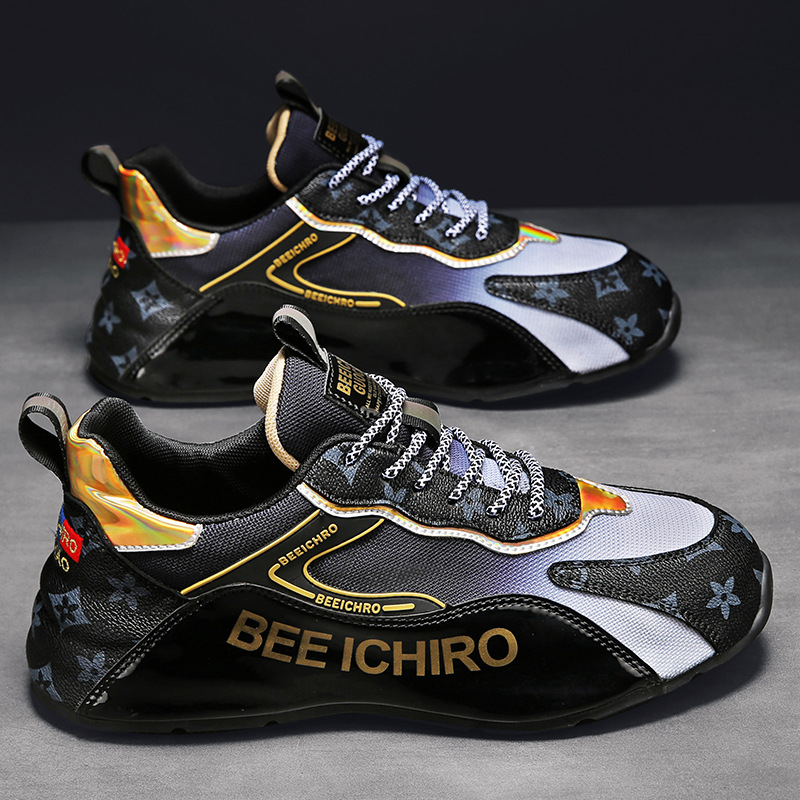 Free shipping men shoes summer new versatile thick soled casual shoes fashionable and trendy sports shoes men height increasing running shoes anti sli