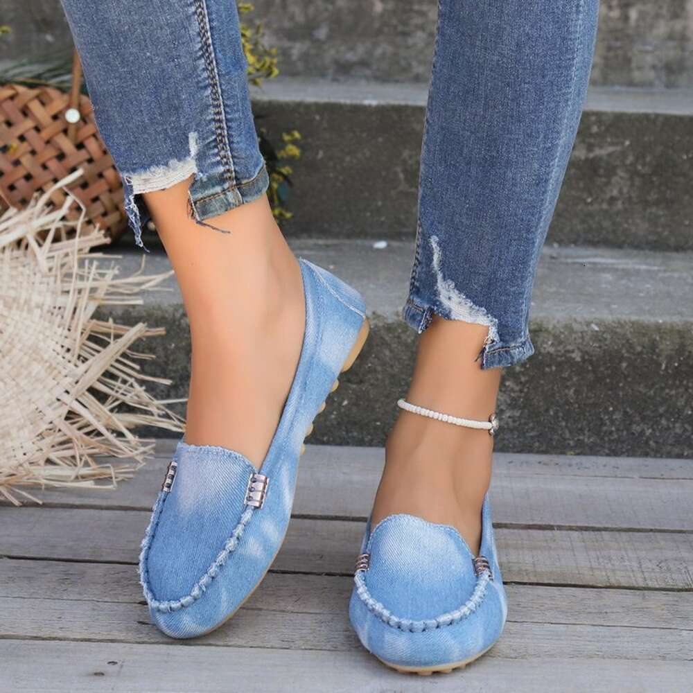 Size New Large Denim Bean Shallow Mouth One Foot Women S Singles Shoes Ddmysaturn
