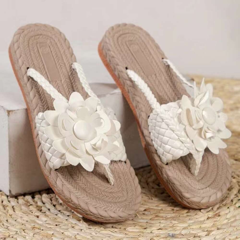 S Shoes Women New Summer Floral Soft Sole Large Size Women Beach Sandals One Line Outdoor Slipper Ddmysaturn