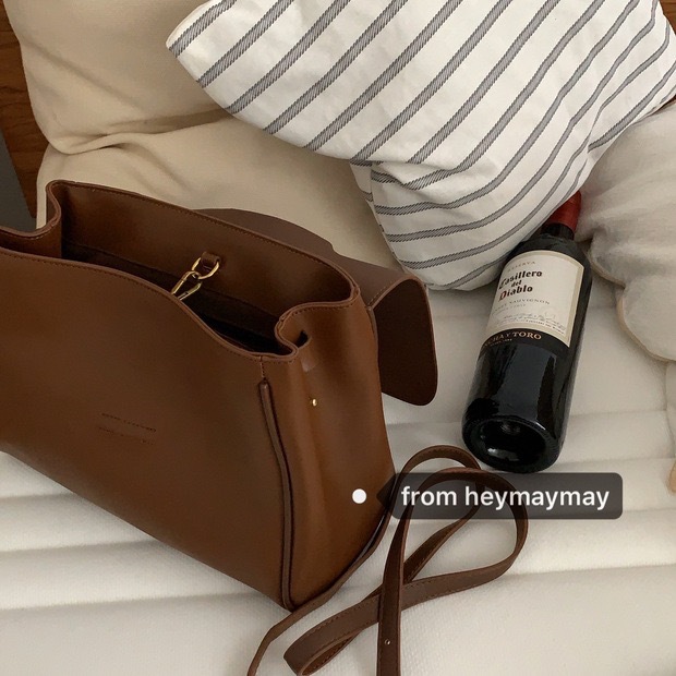 Rich Deep Brown Korean Instagram New Autumn/Winter Flip Bag Style Commuting PU Bag Women's One Shoulder Crossbody Bag Trendy